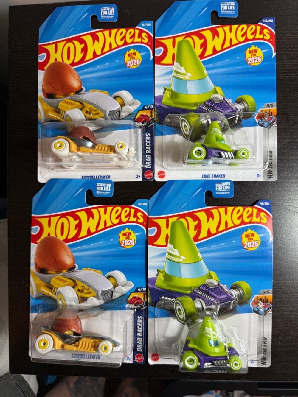 Hot Wheels Lot of 4 EggshellRacer & Cone Shaker New 2025 2026 Sealed